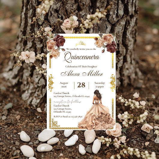Boho Floral Quinceañera Invitation