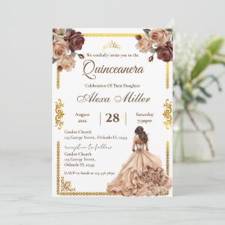 Boho Floral Quinceañera Invitation Kaart