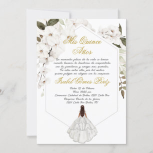 Boho floral Quinceanera uitnodiging in het Spaans
