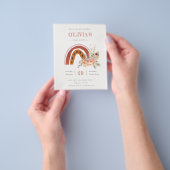 Boho Floral Rainbow Any Age Birthday Budget Uitnod Flyer (Hand)