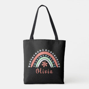 Boho Floral Rainbow met persoonlijke naam Draagtas