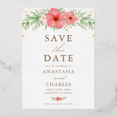 Boho Floral Real Folie Photo Save the Date Kaart (Achterkant)