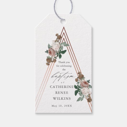 Boho Floral Religious Baptism & Christening Cadeaulabel (Voorkant)