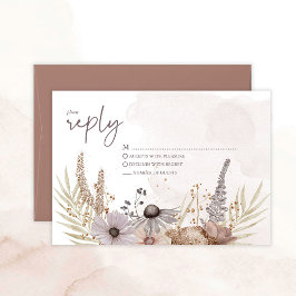 Boho Floral Reply Card RSVP Kaartje