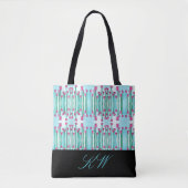 Boho Floral Retro Sac fourre-tout Monogramme (Devant)