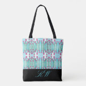 Boho Floral Retro Sac fourre-tout Monogramme (Dos)