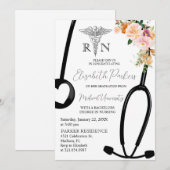 Boho Floral RN Verpleegschool Afstudeerfeest Kaart (Voorkant / Achterkant)