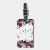 Boho floral romantic script butterfly bagagelabel (Voorkant verticaal)