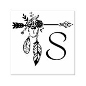 Boho Floral Roos Arrow Monogram Initiaal Zelfinktende Stempel (Design)