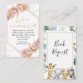 Boho Floral Roos Gold Wishing Well Insert Visitekaartje (Voorkant / Achterkant)