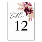 Boho floral rose et bordeaux Numéro de table (Dos)