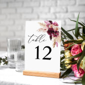 Boho floral rose et bordeaux Numéro de table