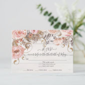 Boho Floral Rose Rose Réponse RSVP Bois Rustique (Debout devant)