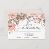 Boho Floral Rose Roses Terre Tone RSVP Réponse (Devant / Derrière)