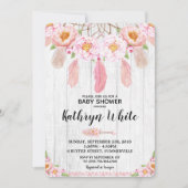 Boho Floral Rustic Baby shower Invitation Girl Kaart (Voorkant)