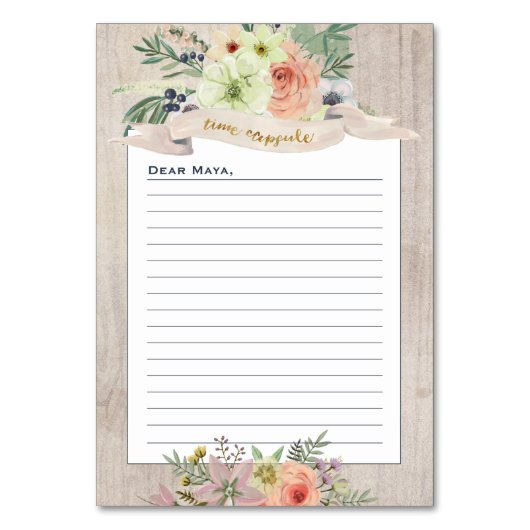 Boho Floral Rustic Baby shower Time Capsule Kaarte Kaart (Voorkant)