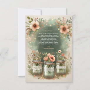 Boho Floral Rustic Floral Mason Jar Baby shower Bedankkaart