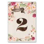 Boho Floral Rustic Mariage Numéro de table Carte (Par défaut)