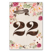 Boho Floral Rustic Mariage Numéro de table Carte 2 (Dos)