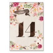 Boho Floral Rustic Mariage Numéro de tableau Carte (Dos)