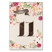Boho Floral Rustic Mariage Numéro de tableau Carte (Dos)