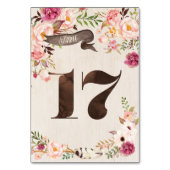 Boho Floral Rustic Mariage Numéro de tableau Carte (Dos)
