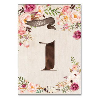 Boho Floral Rustiek Trouwtafel Nummer Kaart