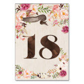Boho Floral Rustiek Trouwtafel Nummer Kaart 18 (Voorkant)