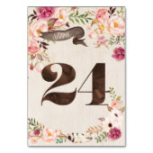 Boho Floral Rustiek Trouwtafel Nummer Kaart 24 (Voorkant)