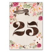 Boho Floral Rustiek Trouwtafel Nummer Kaart 25 (Voorkant)
