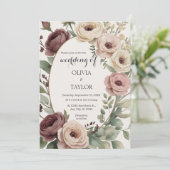 Boho Floral rustieke bruiloft Kaart (Staand voorkant)