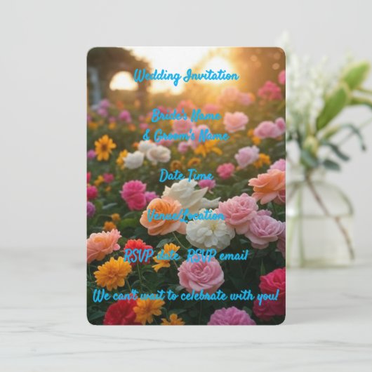 Boho floral rustique faire-part de mariage (Debout devant)