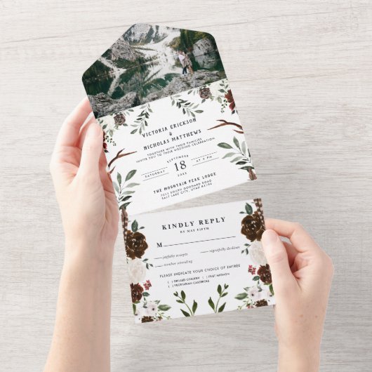 Boho Floral Rustique | Invitation de mariage tout (Déchirure)