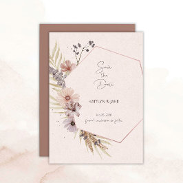 Boho Floral Save the Date Card Kaart