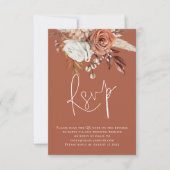 Boho Floral Script QR Code Terracotta Wedding RSVP (Devant)