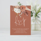 Boho Floral Script QR Code Terracotta Wedding RSVP (Debout devant)