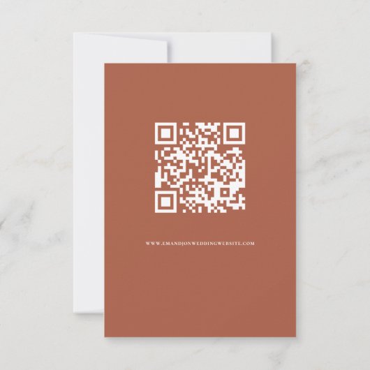 Boho Floral Script QR Code Terracotta Wedding RSVP (Dos)