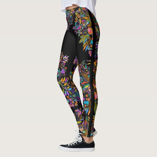 Boho Floral Side Stripe Leggings (Links)