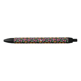 Boho Floral Sinaasappel Roze Zwart Groen Zwarte Inkt Pen