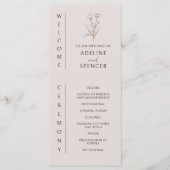 Boho Floral Sketch Modern Photo Wedding Programme (Devant)