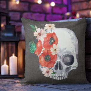 Boho Floral Skull Kussen