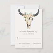 Boho Floral Skull met Light Turquoise Wedding RSVP Kaartje (Voorkant)