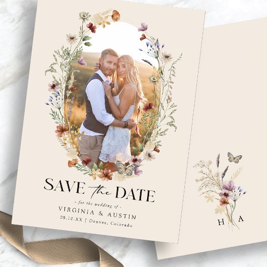 Boho Floral slaat de datum op Save The Date