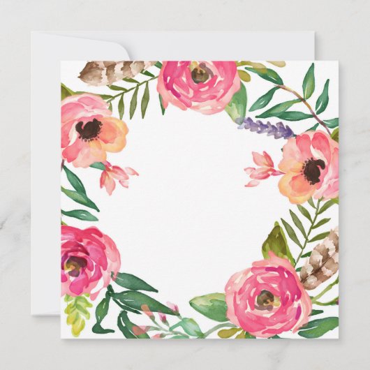 Boho Floral Sonogramme Grossesse Faire-part (Dos)