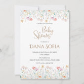 Boho floral Spaans Baby shower Meisje uitnodiging (Voorkant)