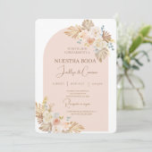 Boho Floral Spaanse bruiloft uitnodiging (Staand voorkant)
