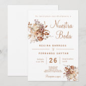 Boho Floral Spaanse bruiloft uitnodiging (Voorkant / Achterkant)