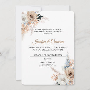 Boho Floral Spaanse bruiloft uitnodiging