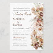 Boho Floral Spanish Wedding Invitation (Devant)