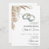 Boho Floral Spanish Wedding Invitation (Devant / Derrière)